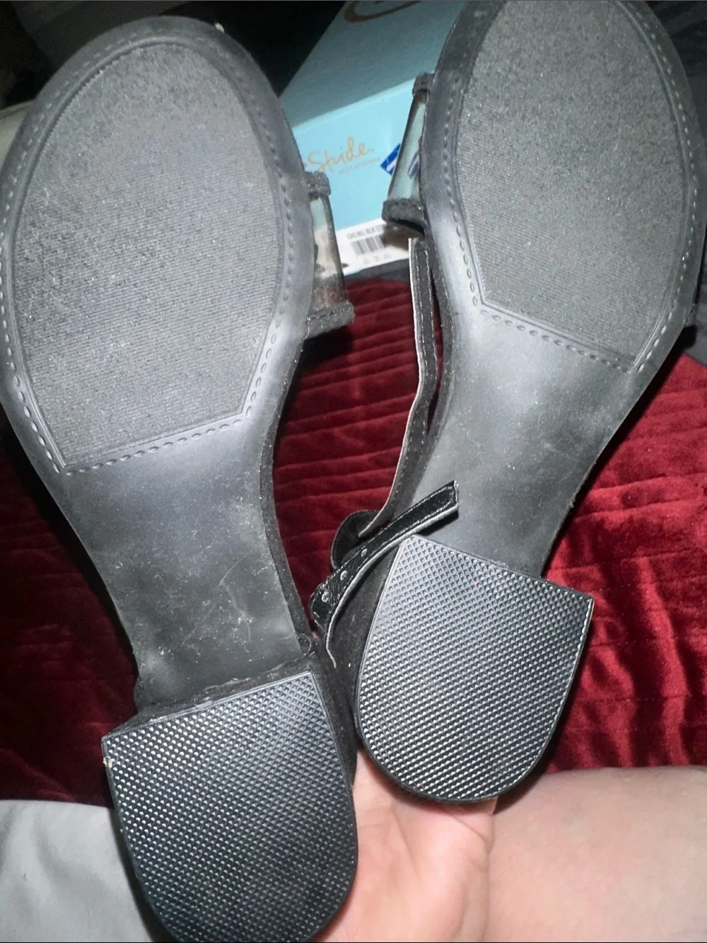 Sugar Collection Black Block Heel Sandals with Clear Strap 7 strap
